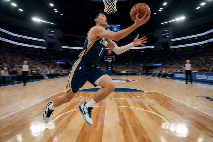 NBA 篮球比赛中球员突破上篮的现场镜头